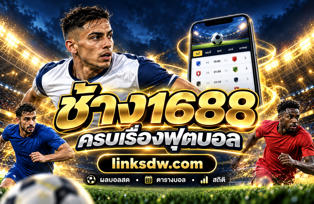 แบนเนอร์ฟุตบอลโทนน้ำเงินทอง ช้าง1688 สำหรับ linksdw.com