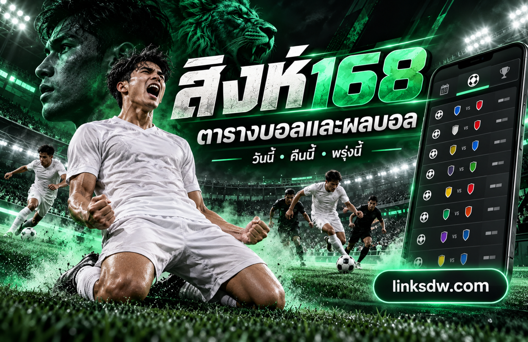 แบนเนอร์ฟุตบอลโทนดำเขียว สิงห์168 สำหรับ linksdw.com